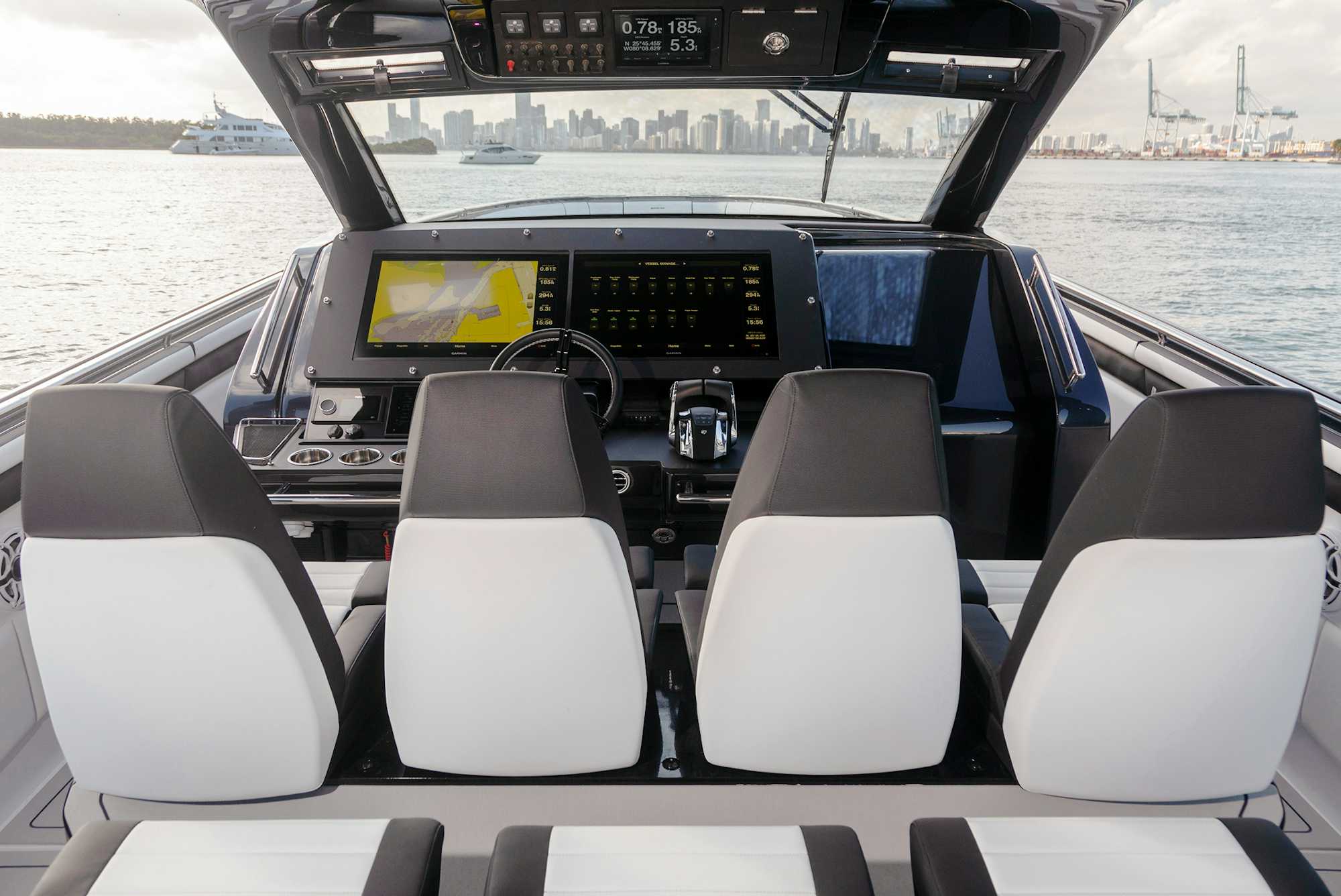 high performance boat showing interior